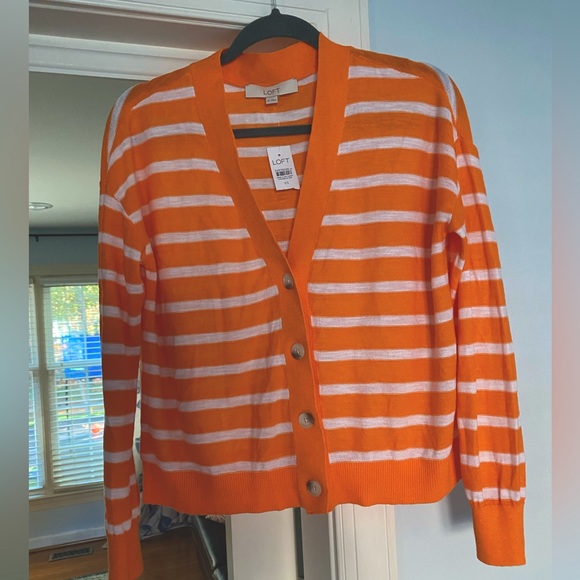 Loft short sweater orange striped - Picture 1 of 3